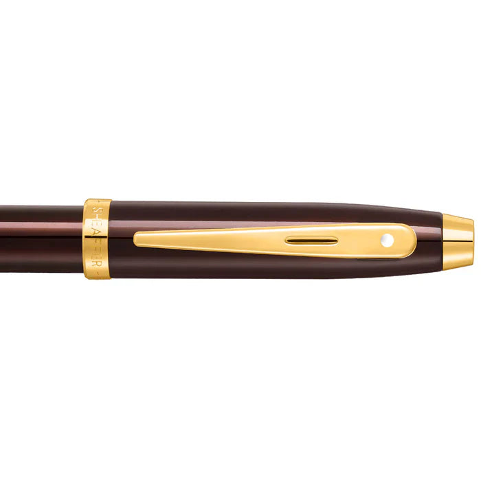 Sheaffer 100 Glossy Coffee Brown Fountain Pen With PVD Gold-Tone Trim