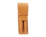 Aston Leather Double Flap Soft Pen Pouch - Tan
