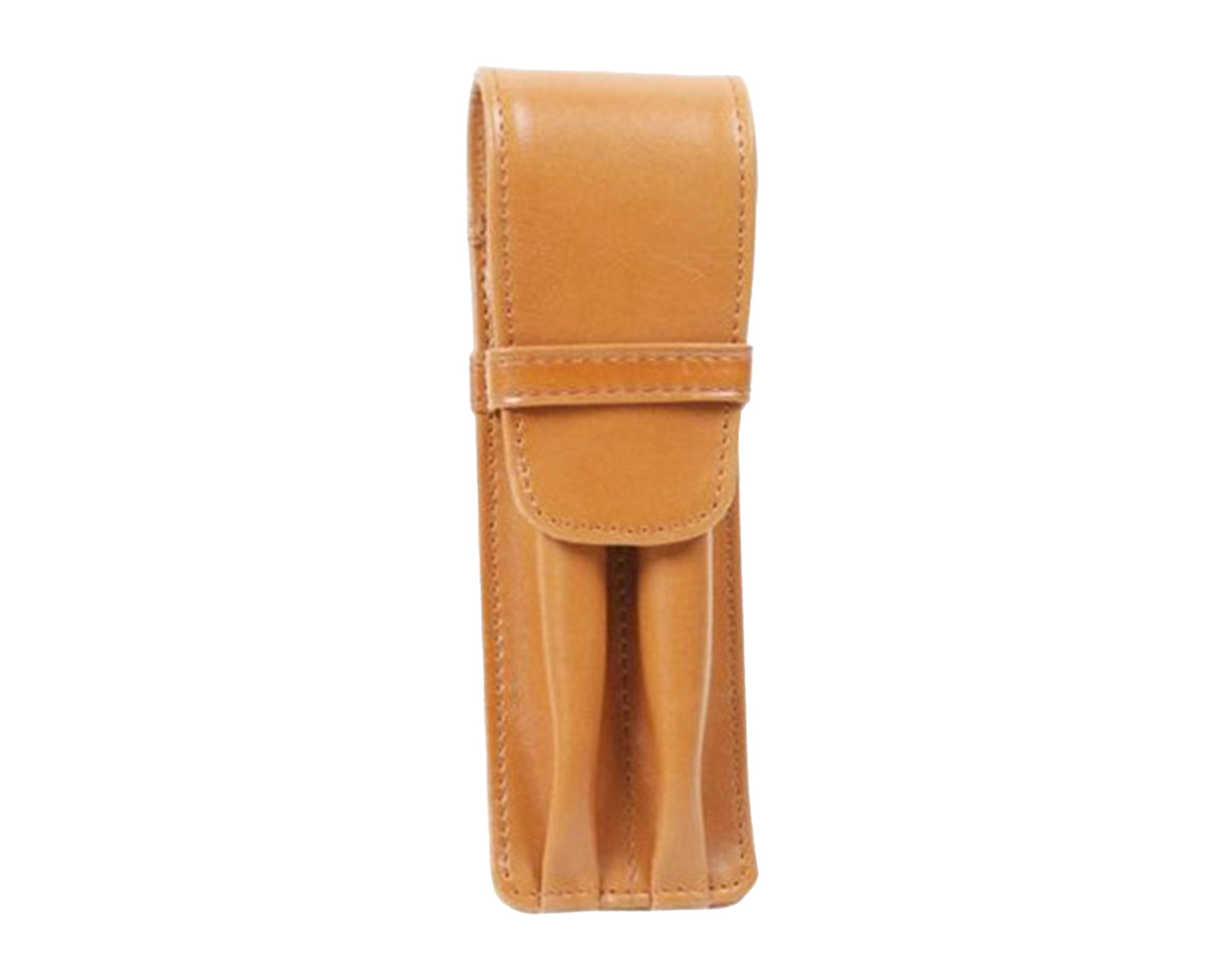 Aston Leather Double Flap Soft Pen Pouch - Tan