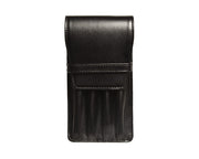 Aston Leather Quad Flap Soft Pen Pouch - Black