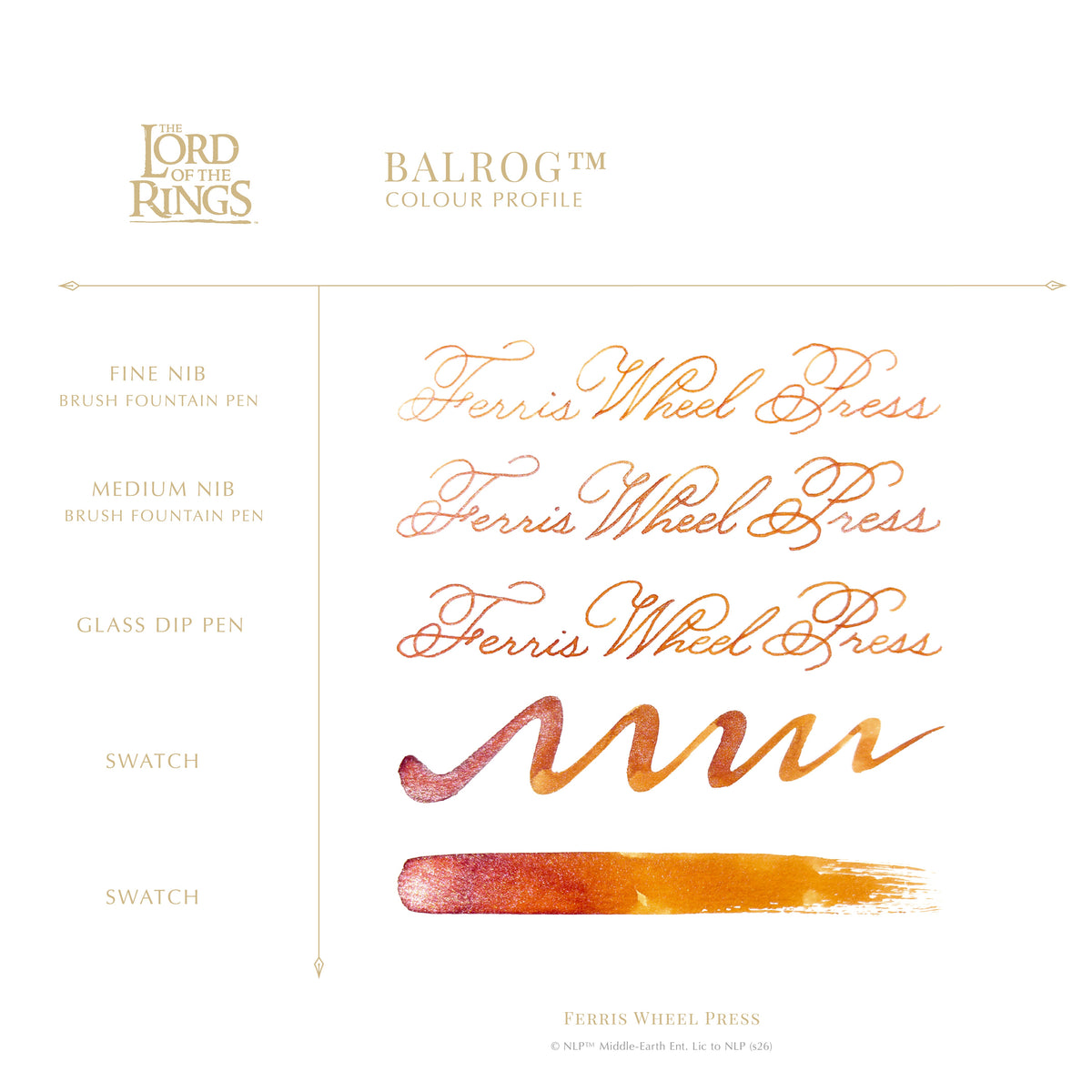 Ferris Wheel Press x The Lord of the Rings 38ml Bottled Ink - Balrog Signature Ink