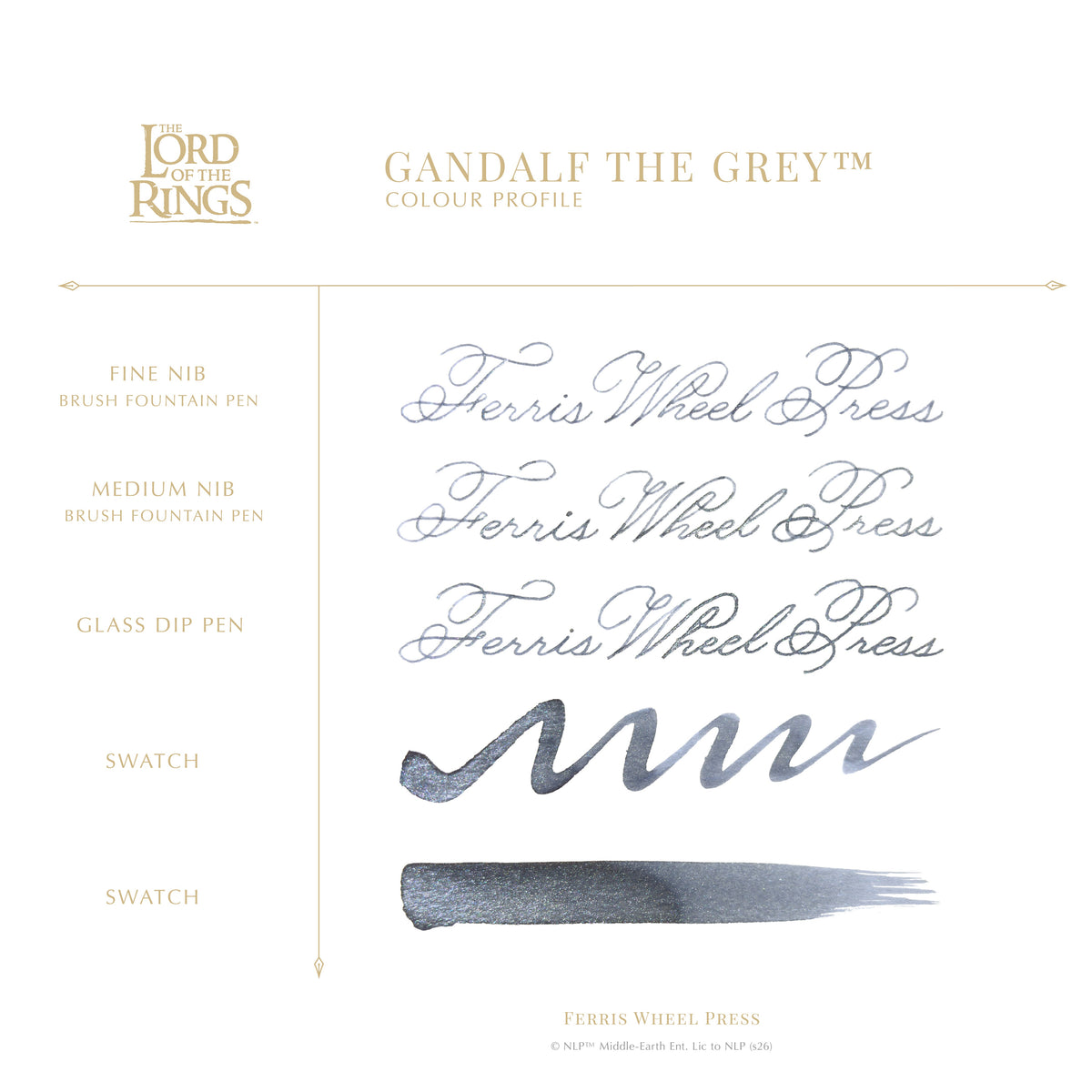 Ferris Wheel Press x The Lord of the Rings 38ml Bottled Ink - Gandalf the Grey Signature Ink