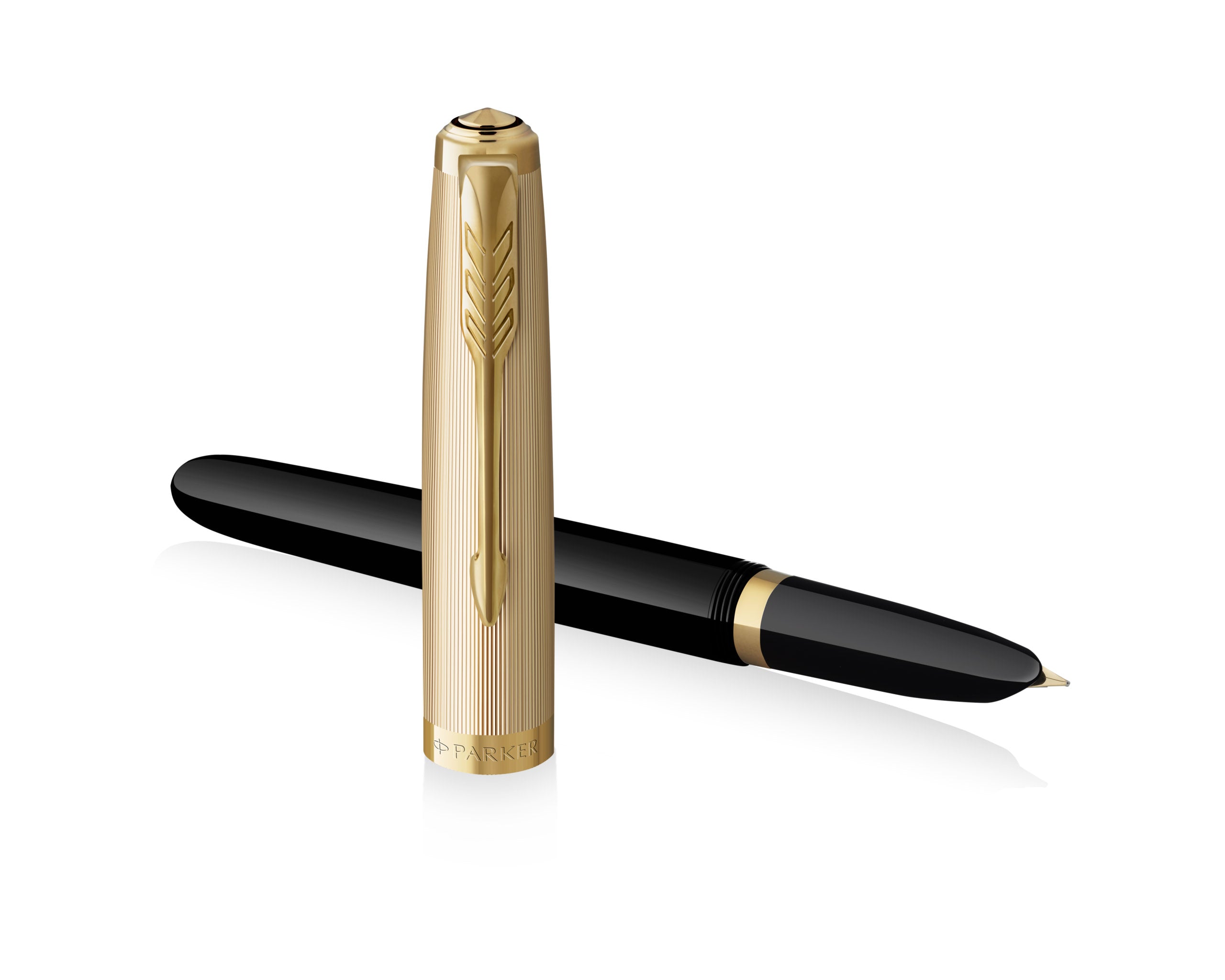Parker 51 Fountain Pen 18k Nib - Deluxe Black with Gold Trim
