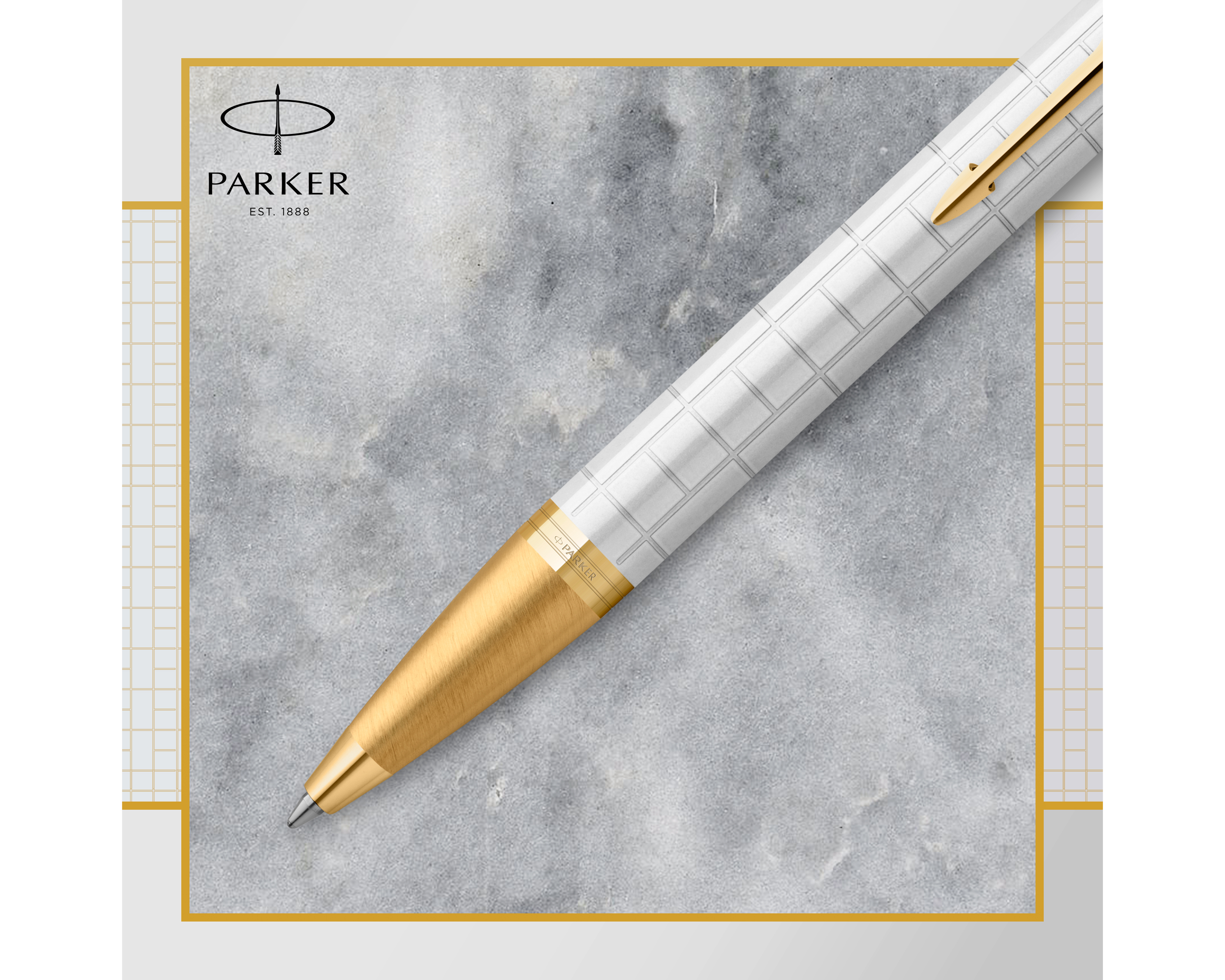 Parker IM Premium Pearl White Ballpoint Pen with Gold Trim