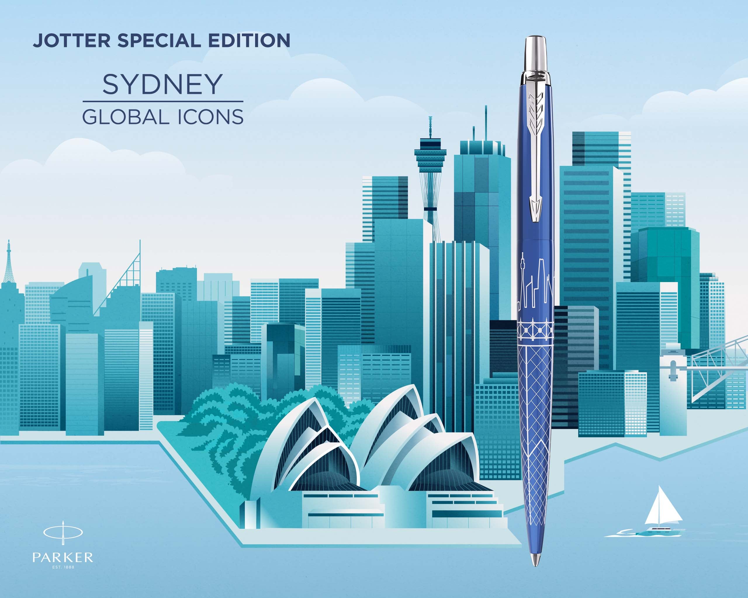 Parker Jotter Global Icon Ballpoint Pen - Sydney Blue (Special Edition)