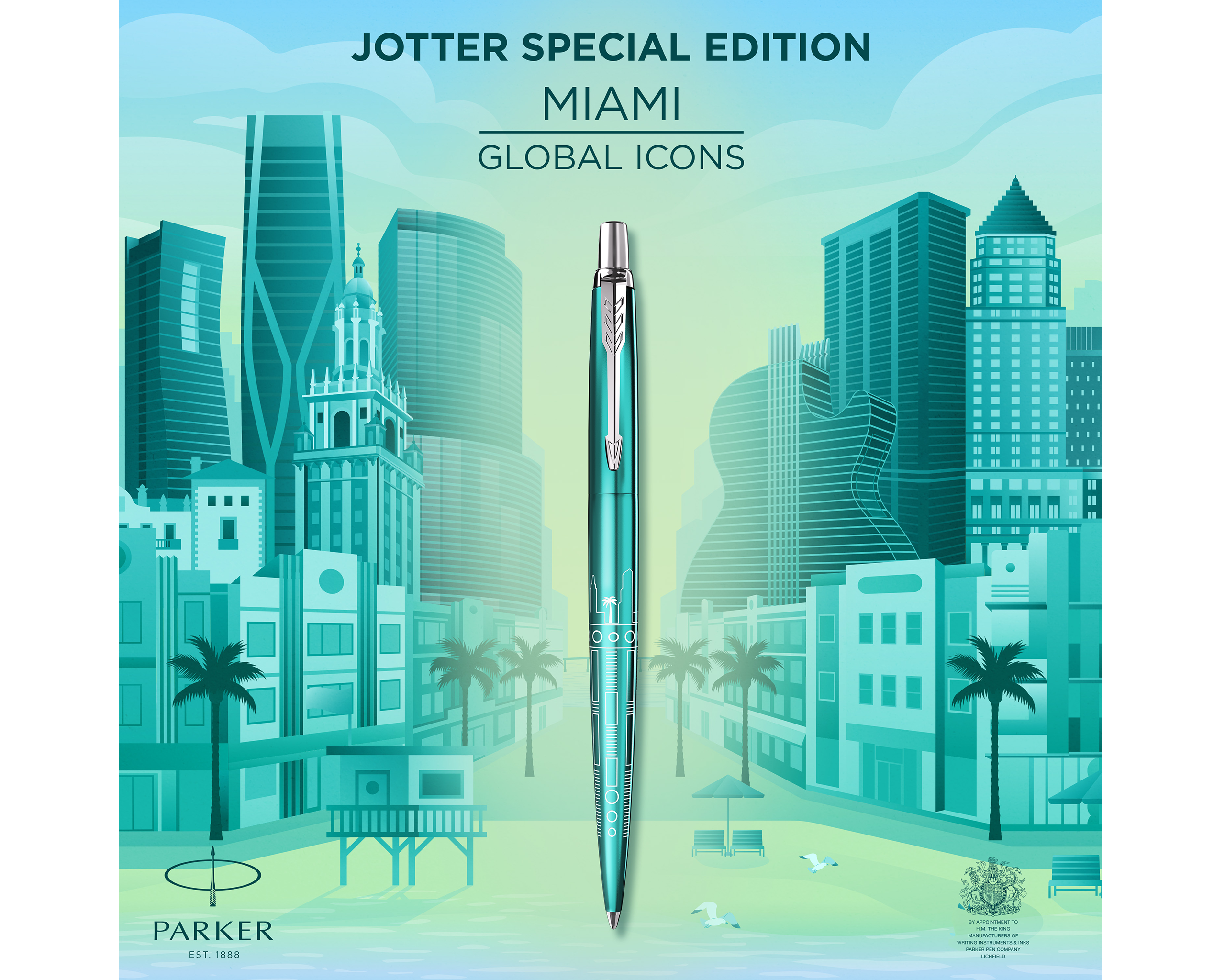 Parker Jotter Global Icons Ballpoint Pen - Miami Turquoise (Special Edition)