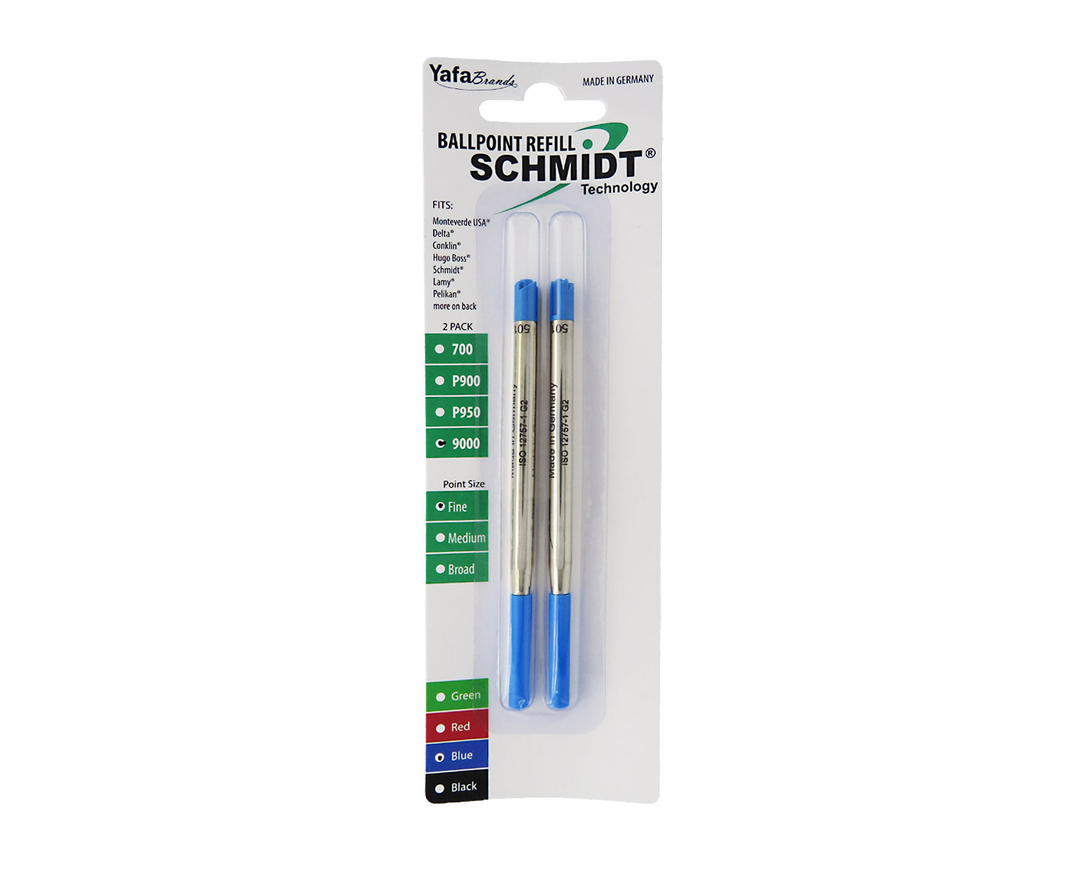 Schmidt Easy Flow 9000 Ballpoint Refill 2 Pack - Blue Fine