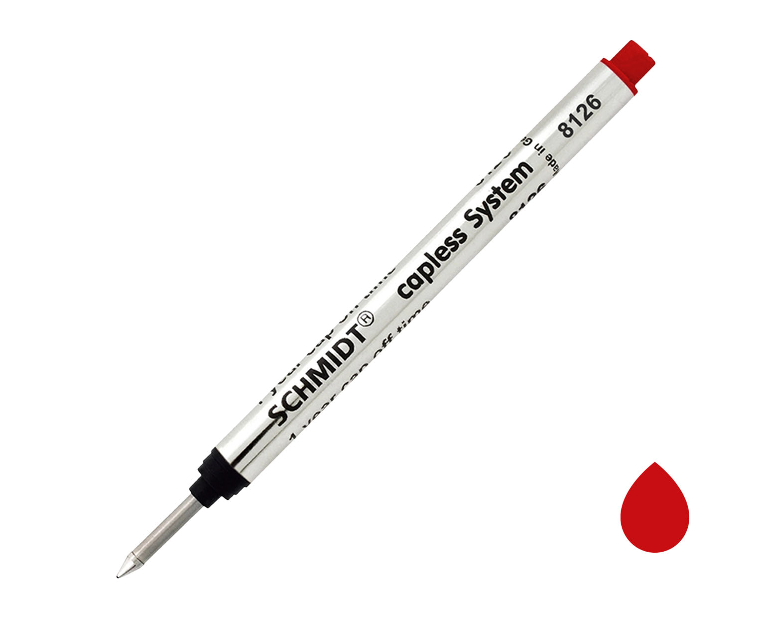 Schmidt Long Capless Rollerball Pen Refill Single 1 Pack - Red
