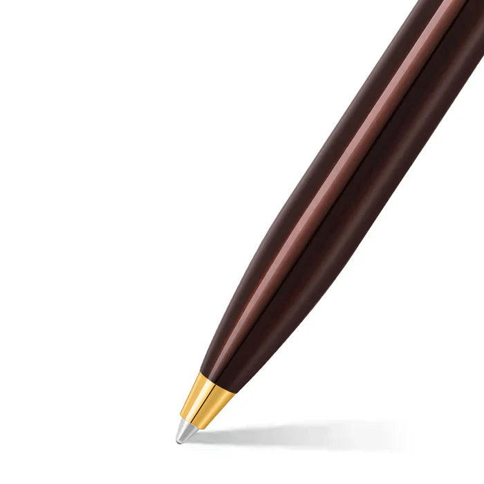 Sheaffer 100 Glossy Coffee Brown Ballpoint Pen With PVD Gold-Tone Trim