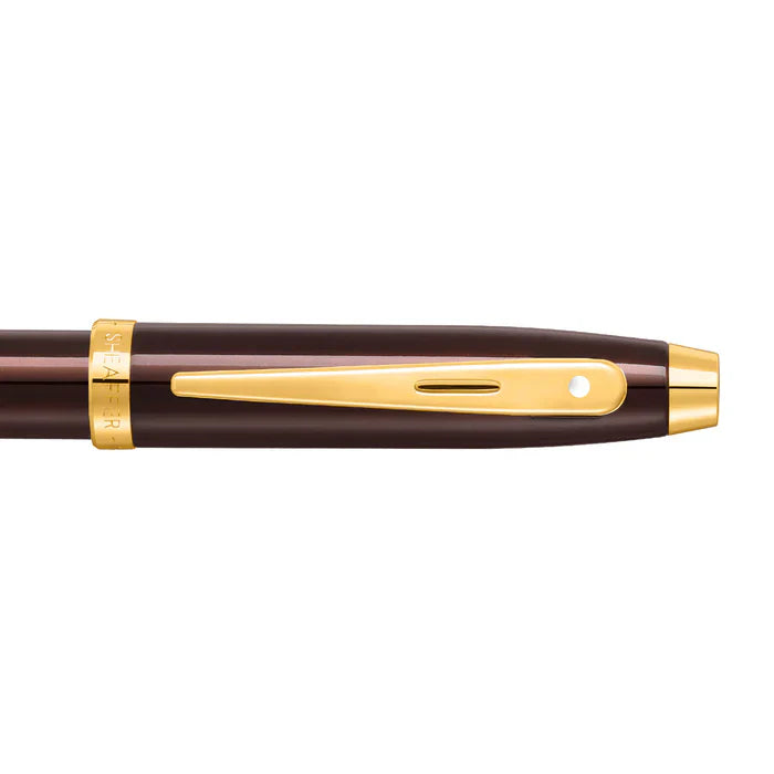 Sheaffer 100 Glossy Coffee Brown Ballpoint Pen With PVD Gold-Tone Trim