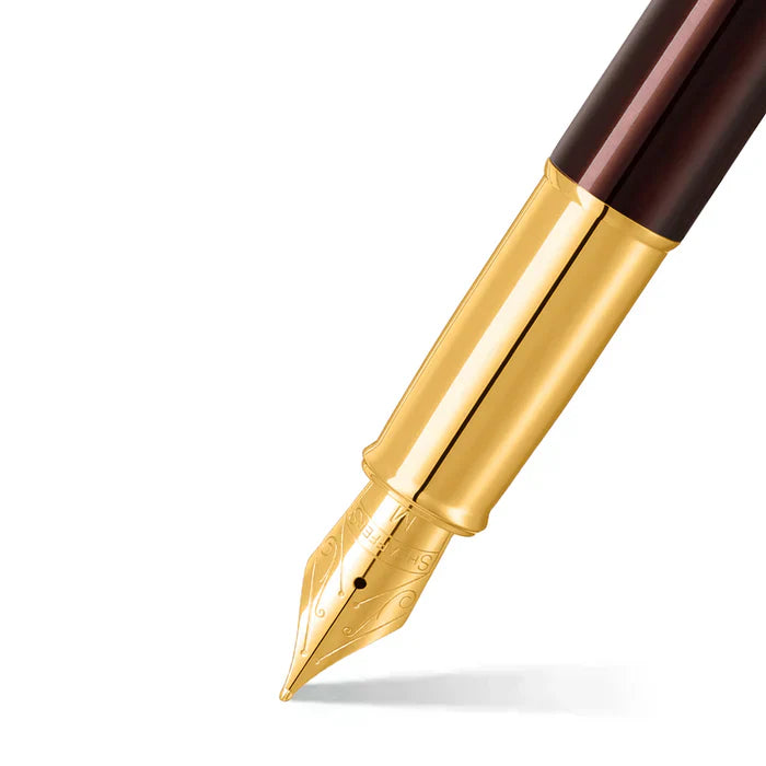 Sheaffer 100 Glossy Coffee Brown Fountain Pen With PVD Gold-Tone Trim