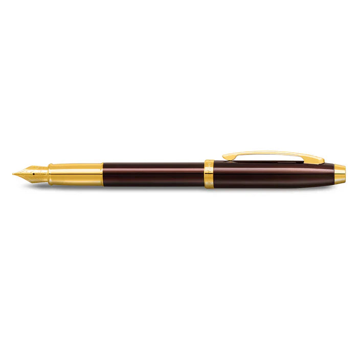 Sheaffer 100 Glossy Coffee Brown Fountain Pen With PVD Gold-Tone Trim