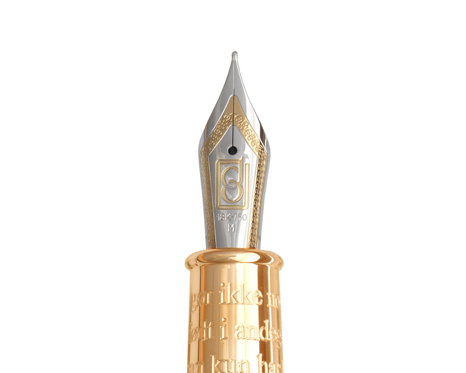David Oscarson Hans Christian Andersen Fountain Pen - Translucent Mossy Black and White with Gold Vermeil