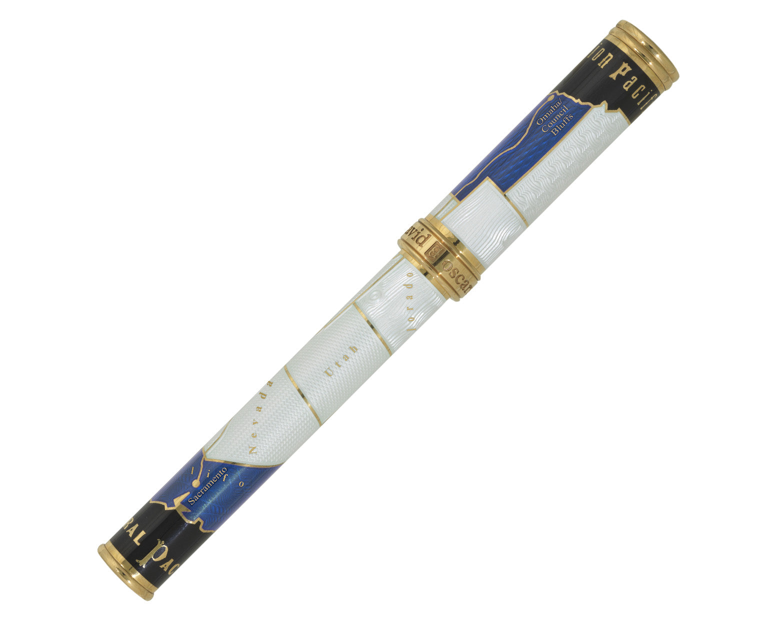 David Oscarson Golden Spike Fountain Pen - Sapphire Blue and Gold