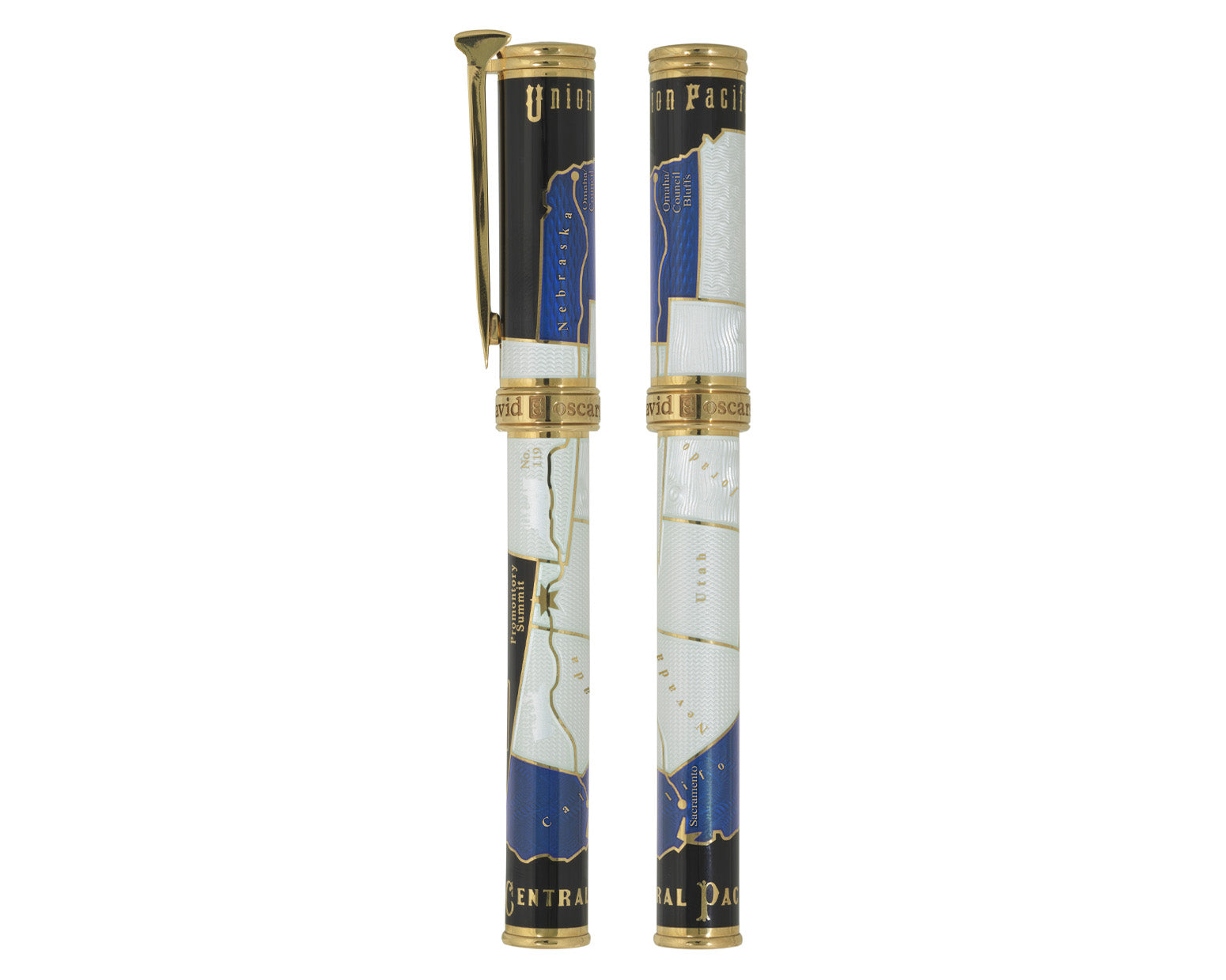 David Oscarson Golden Spike Fountain Pen - Sapphire Blue and Gold