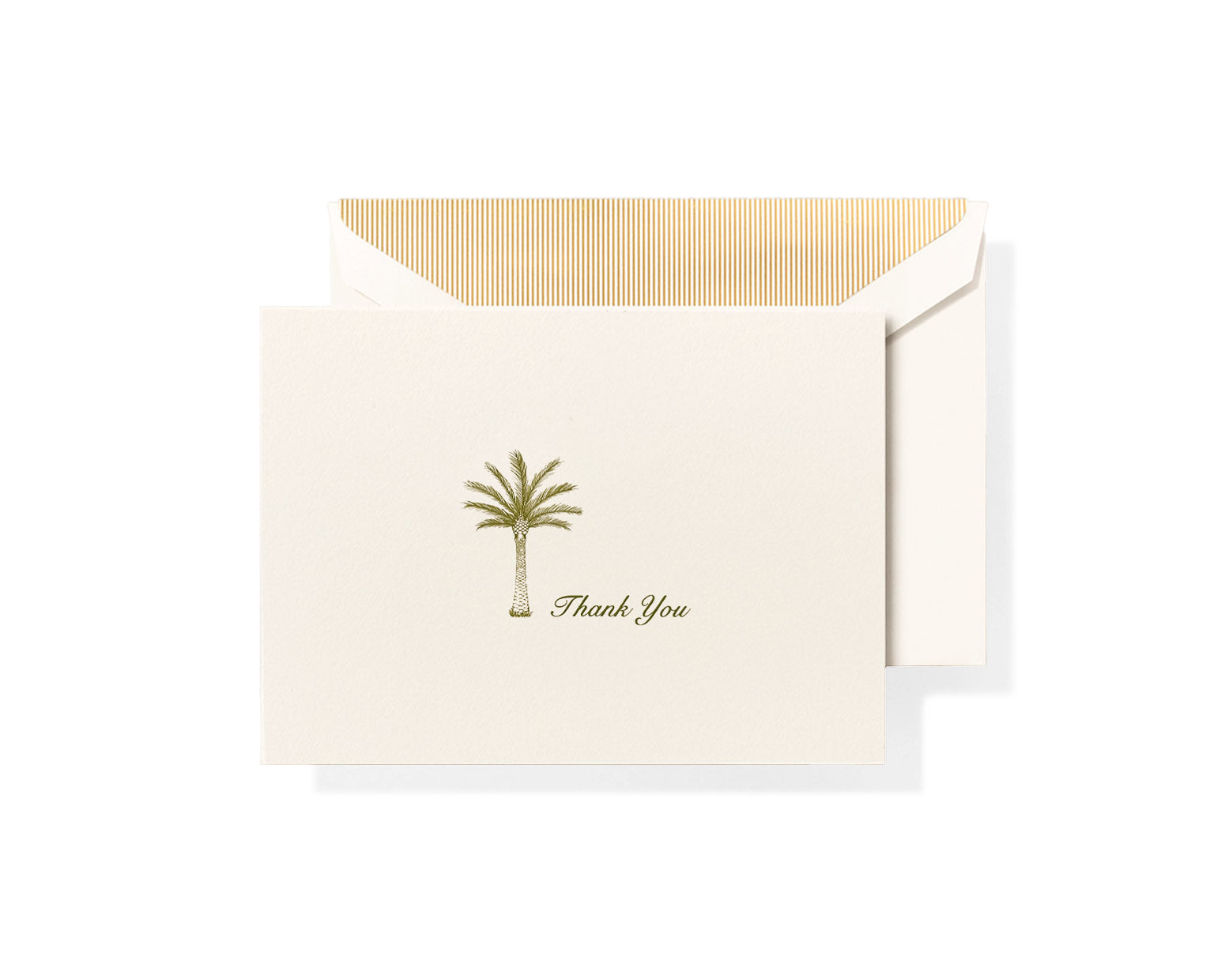 Crane Hand Engraved Palm Tree Thank You Notes Set, Ecru - 10 Pack