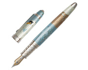 David Oscarson Hans Christian Andersen Fountain Pen - Translucent Azure Blue, Copper Bronze and White