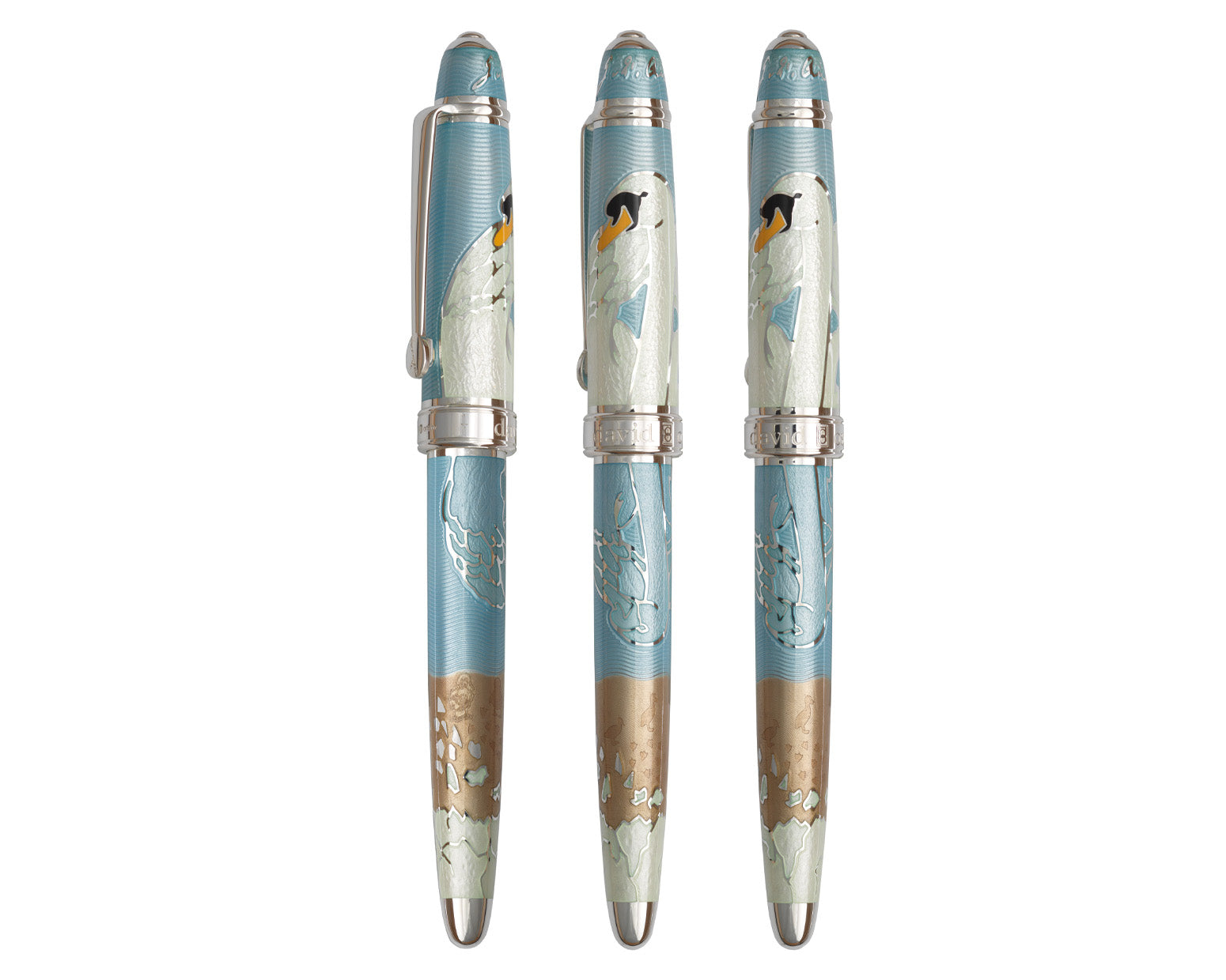 David Oscarson Hans Christian Andersen Rollerball Pen - Translucent Azure Blue, Copper Bronze and White