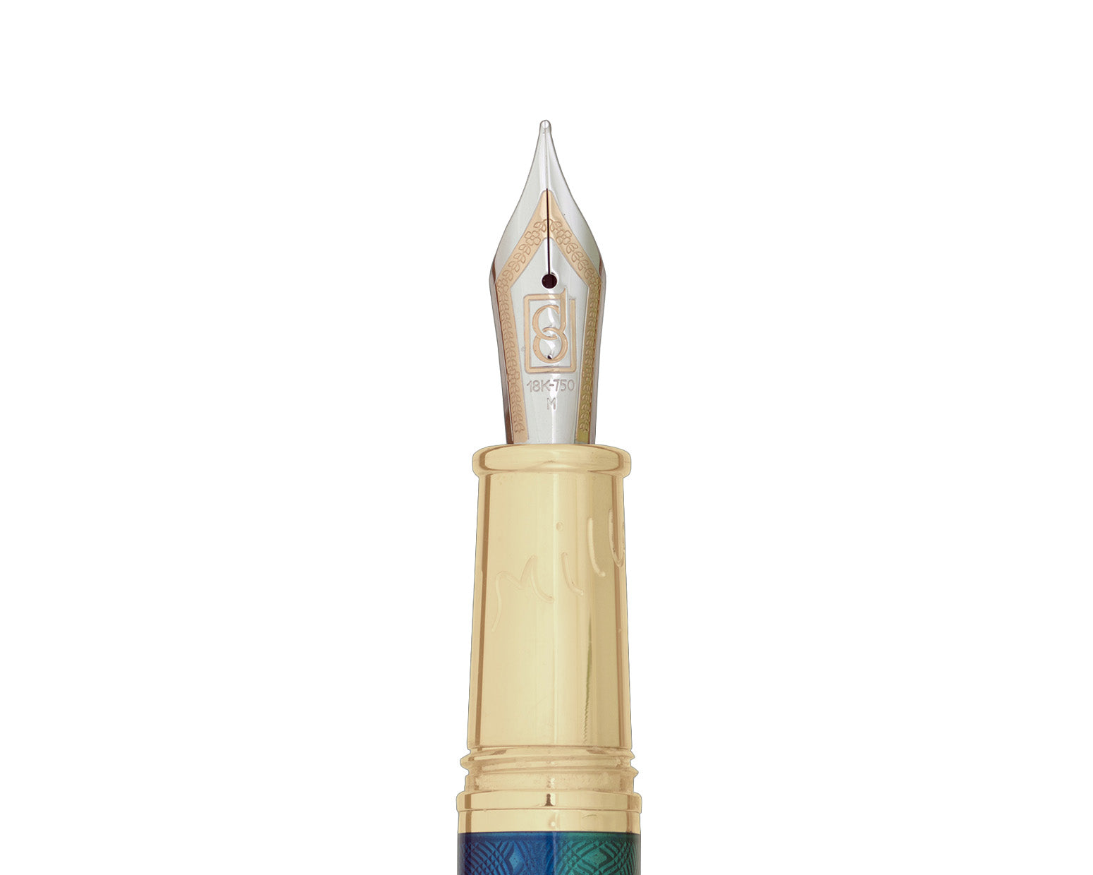 David Oscarson Carl Milles Fountain Pen - Sapphire and Teal with Gold Vermeil