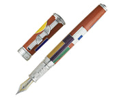 David Oscarson 15th Anniversary / American Art Deco Fountain Pen - Translucent Amber with Multi-colored Enamel