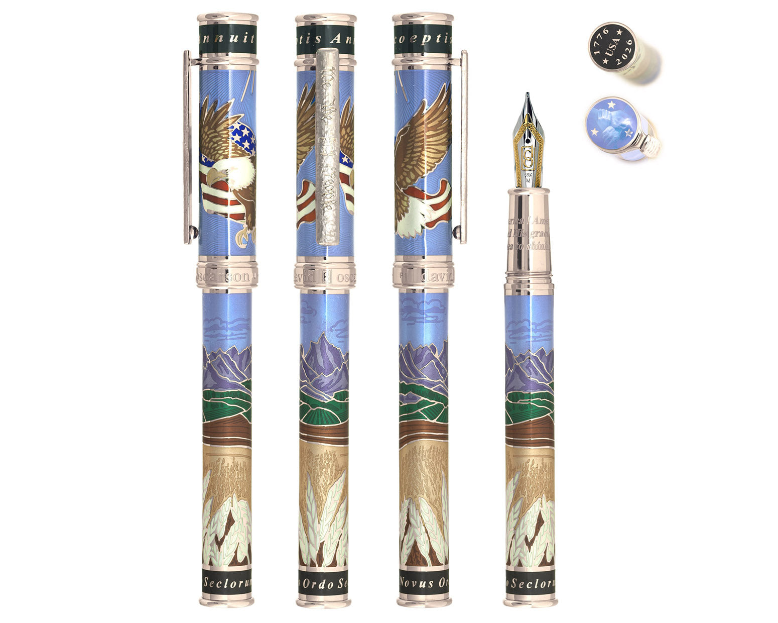 David Oscarson America The Beautiful Fountain Pen - Azure Blue
