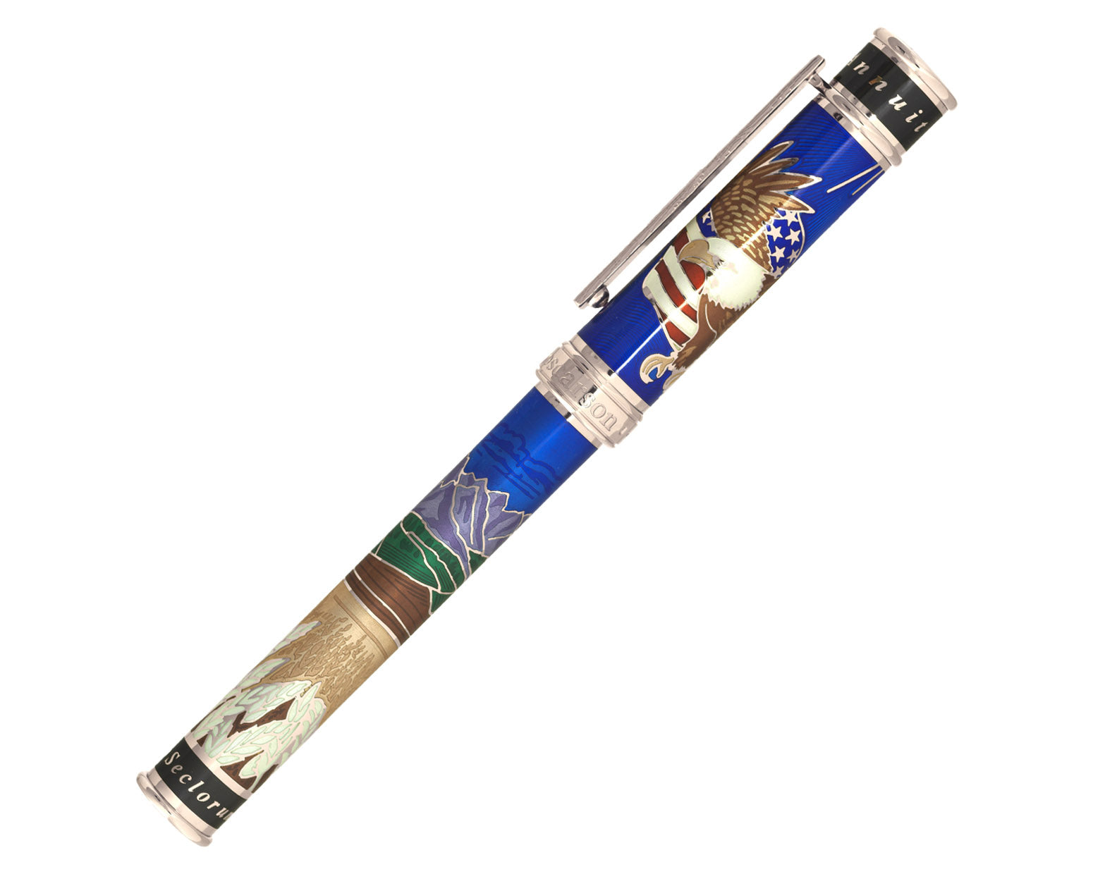 David Oscarson America The Beautiful Rollerball Pen - Sapphire Blue