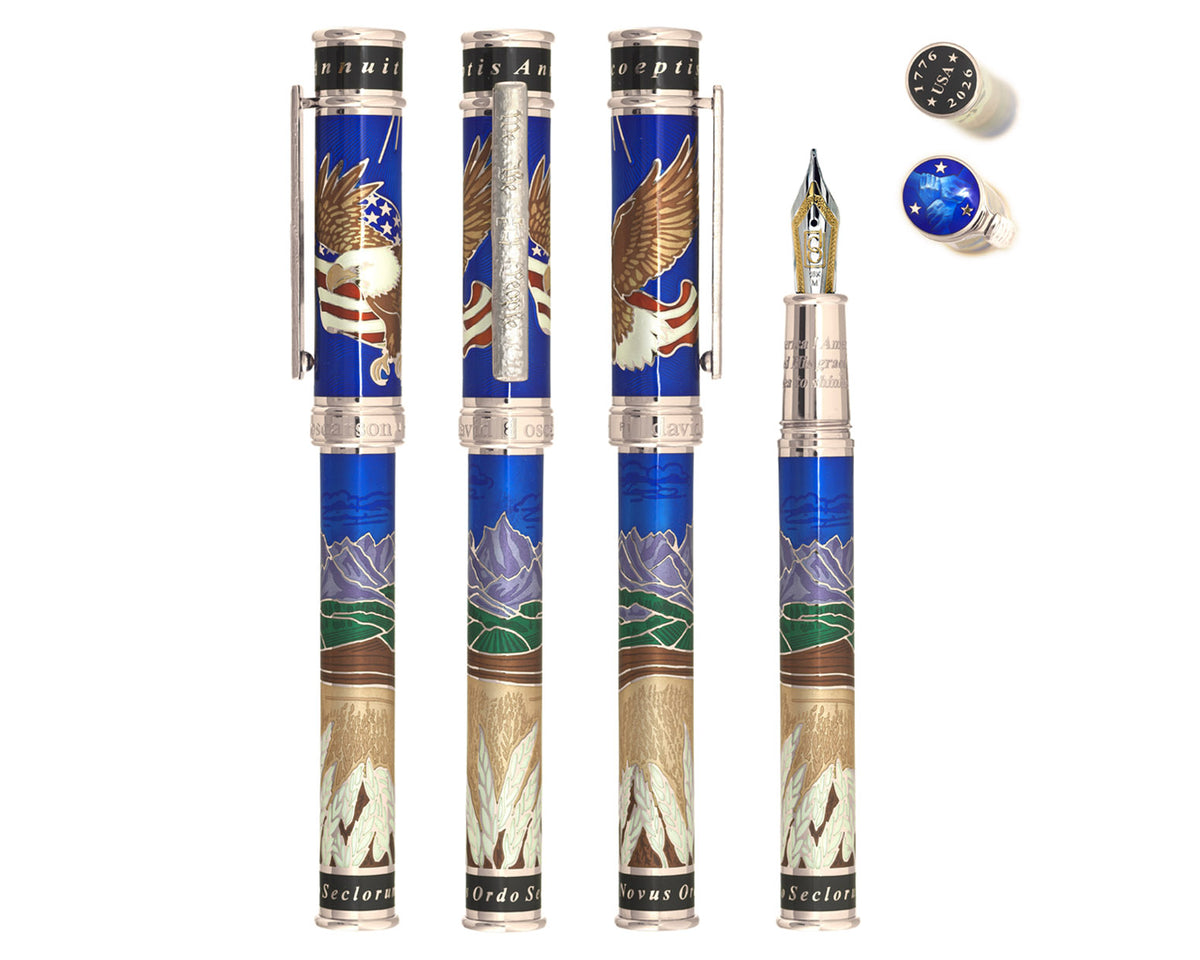 David Oscarson America The Beautiful Fountain Pen - Sapphire Blue
