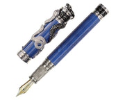 David Oscarson Black Water Snake Fountain Pen - Translucent Royal Blue and Opaque Black Hard Enamel