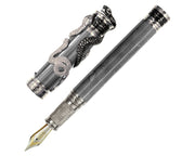 David Oscarson Black Water Snake Fountain Pen - Translucent Grey and Opaque Black Hard Enamel