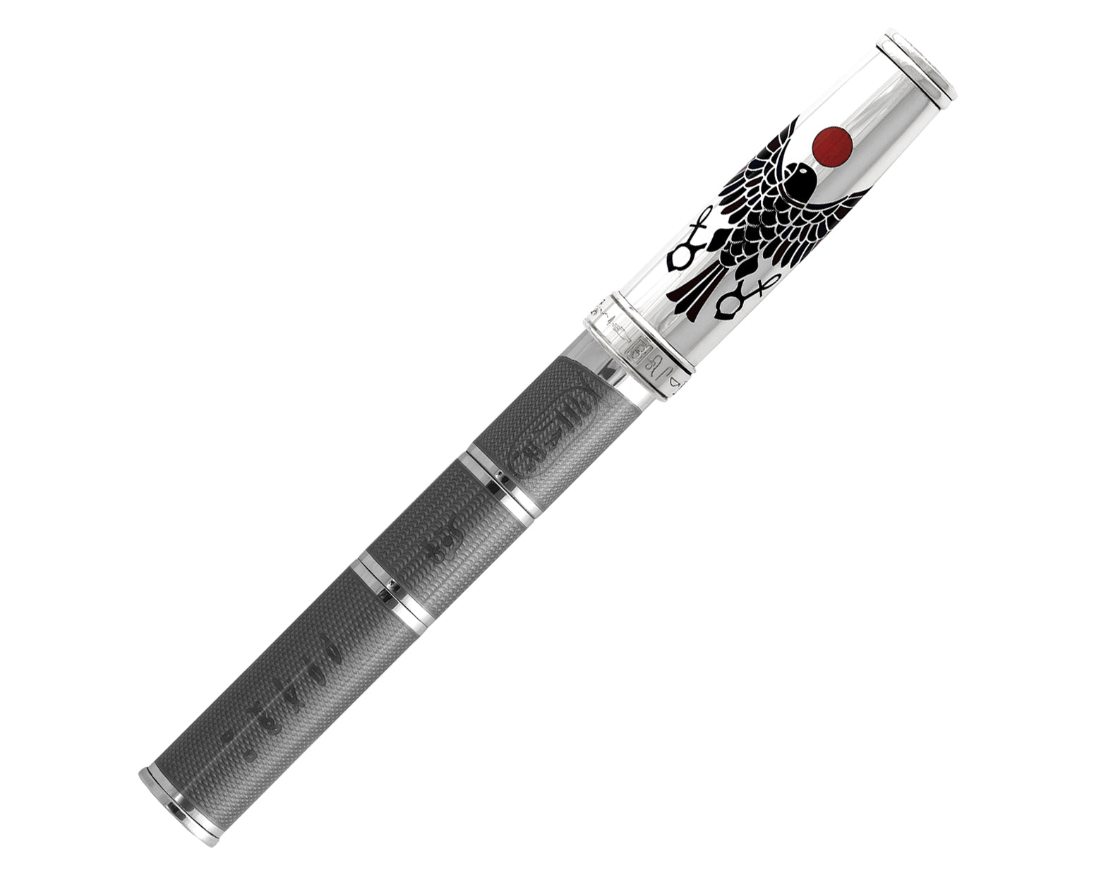 David Oscarson Rosetta Stone Rollerball Pen - Translucent Grey, Opaque Black, & Red Hard Enamel