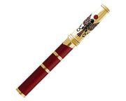 David Oscarson Rosetta Stone Rollerball Pen - Translucent Red & Opaque Black Hard Enamel with Gold vermeil
