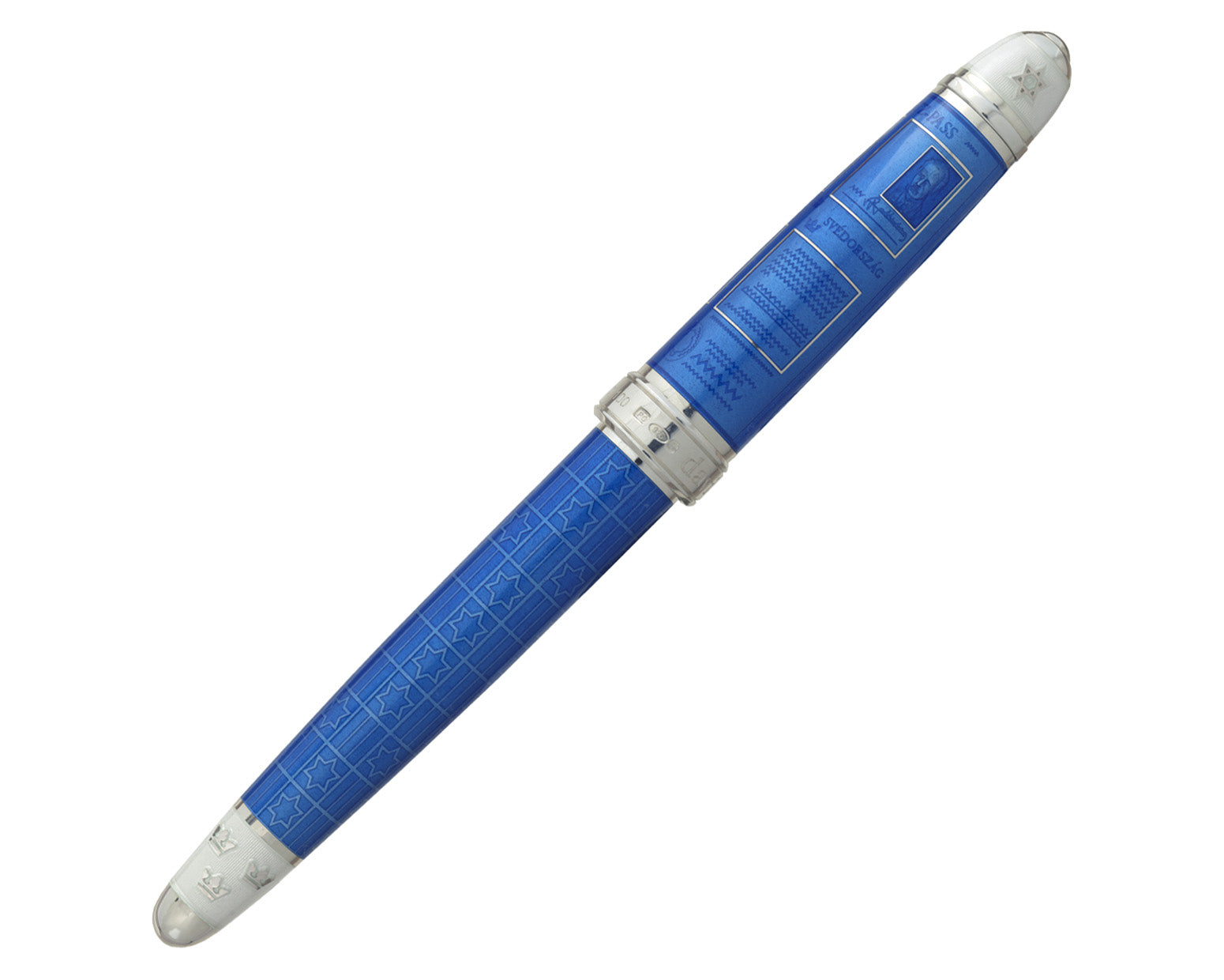 David Oscarson Raoul Wallenberg Rollerball Pen - Blue Barrel with Blue Cap