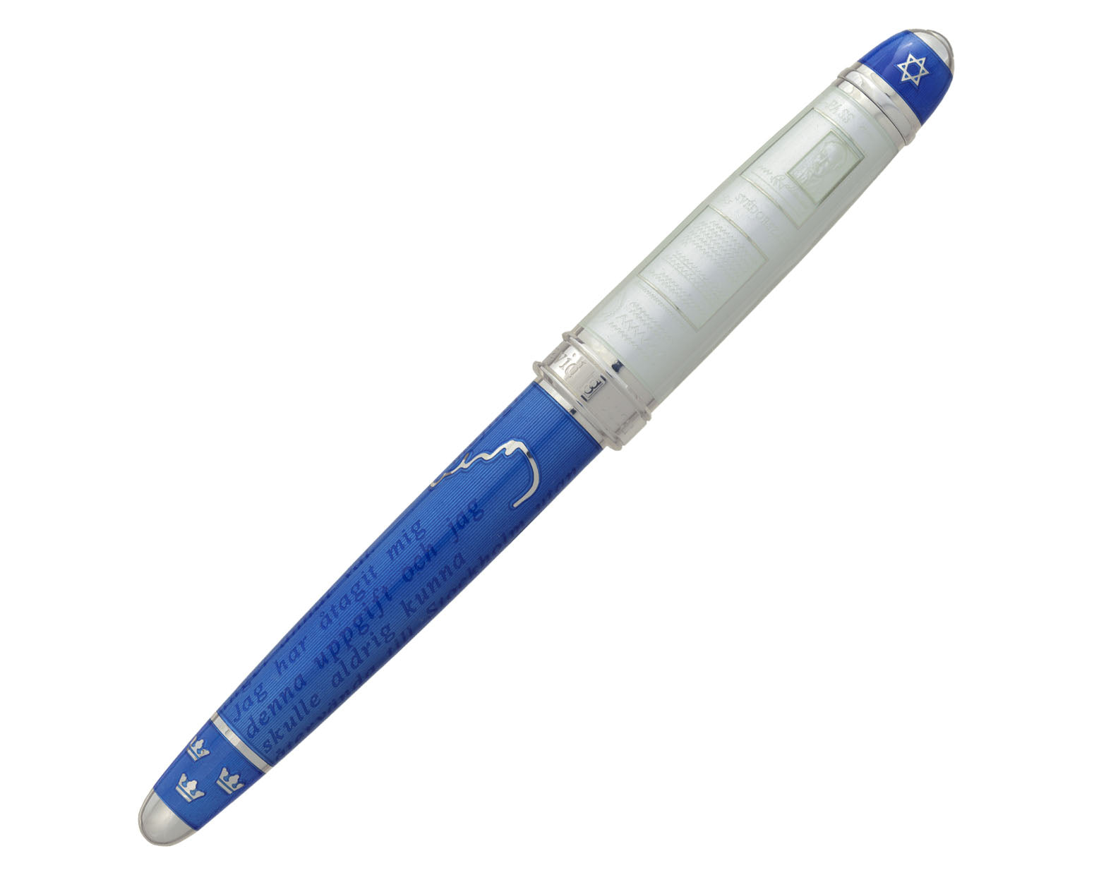David Oscarson Raoul Wallenberg Fountain Pen - Blue Barrel with White Cap