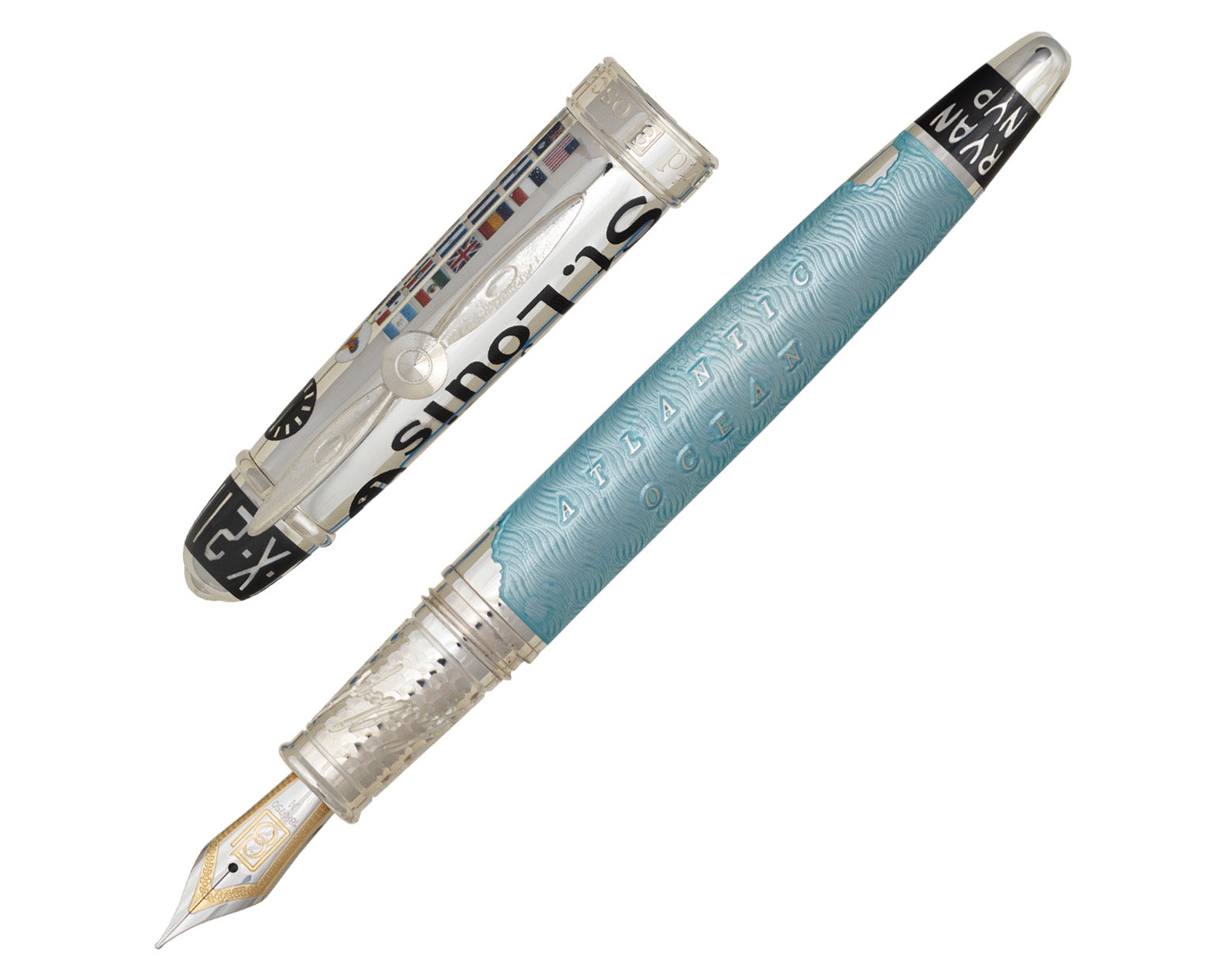 David Oscarson Spirit of St. Louis Fountain Pen - Azure Blue