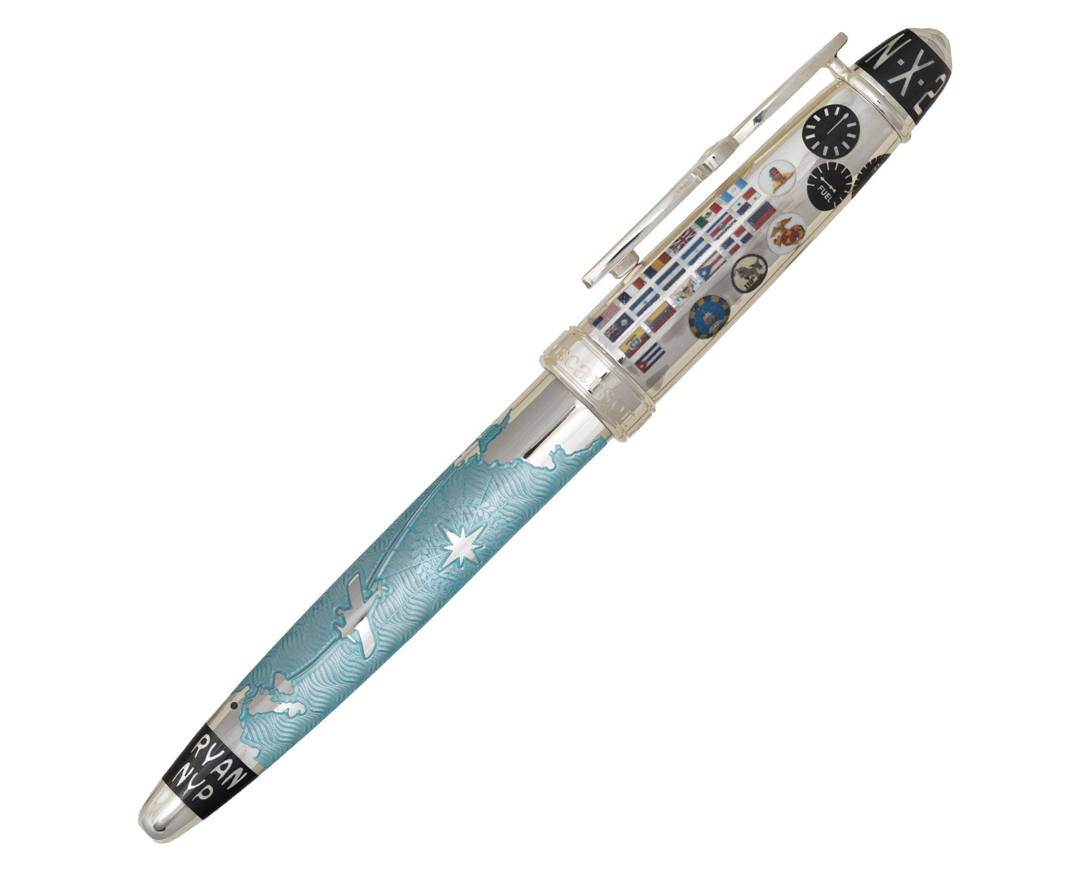 David Oscarson Spirit of St. Louis Rollerball Pen - Azure Blue
