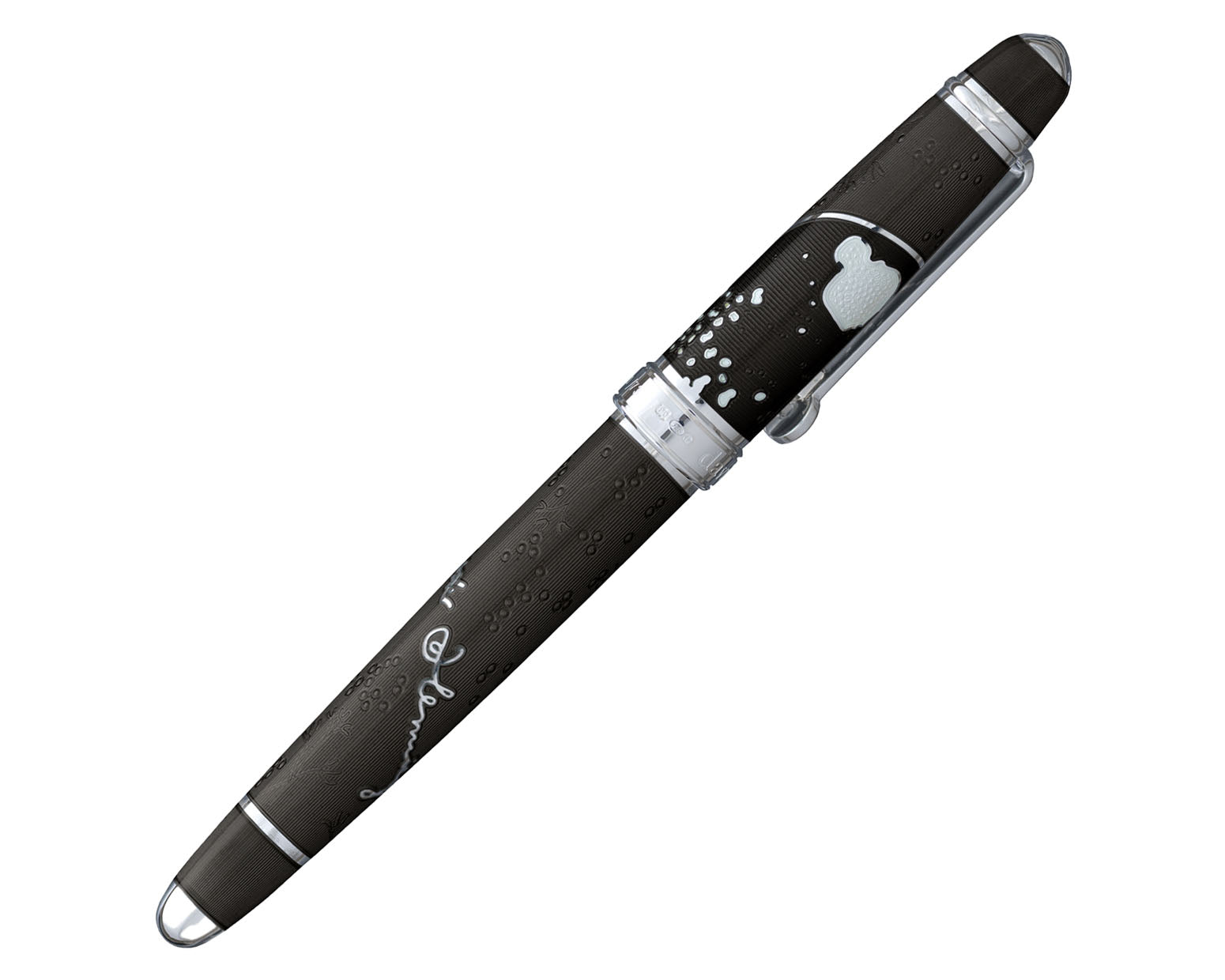 David Oscarson Alexander Fleming Fountain Pen - Translucent Black & White Hard Enamel
