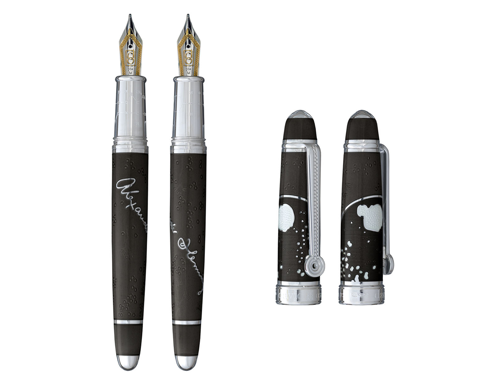 David Oscarson Alexander Fleming Fountain Pen - Translucent Black & White Hard Enamel