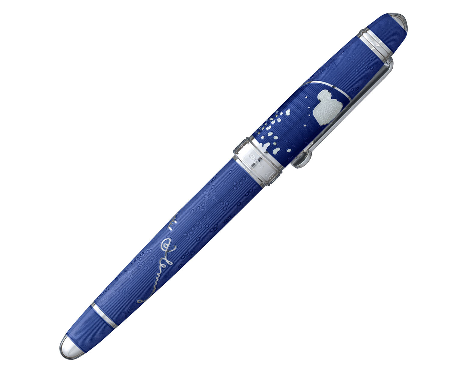 David Oscarson Alexander Fleming Fountain Pen - Translucent Blue & White Hard Enamel