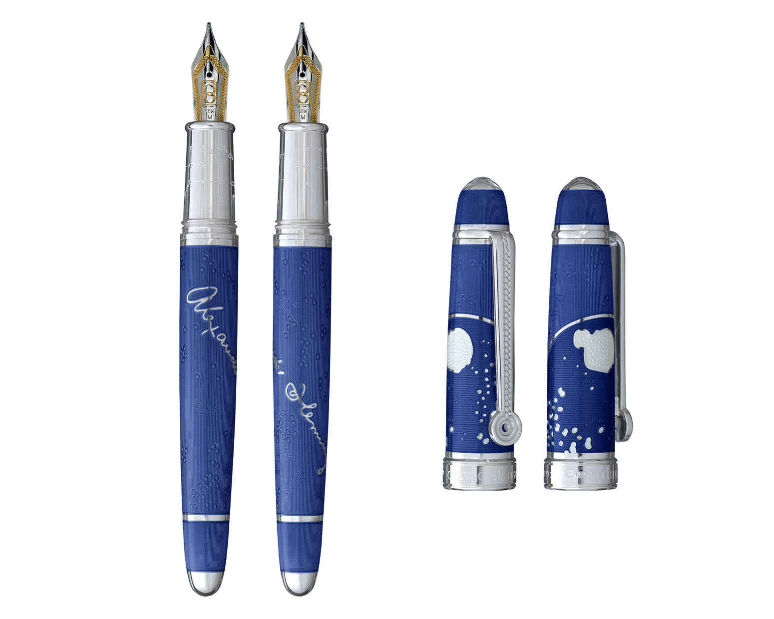 David Oscarson Alexander Fleming Fountain Pen - Translucent Blue & White Hard Enamel