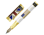 David Oscarson Magna Carta Fountain Pen - Translucent Pearl, Red, White and Blue Hard Enamel with Gold Vermeil