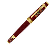 David Oscarson Tree Of Life Rollerball Pen - Red with Orange and Green with Gold Vermeil
