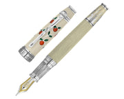 David Oscarson Tree Of Life Fountain Pen - White with Orange and Green