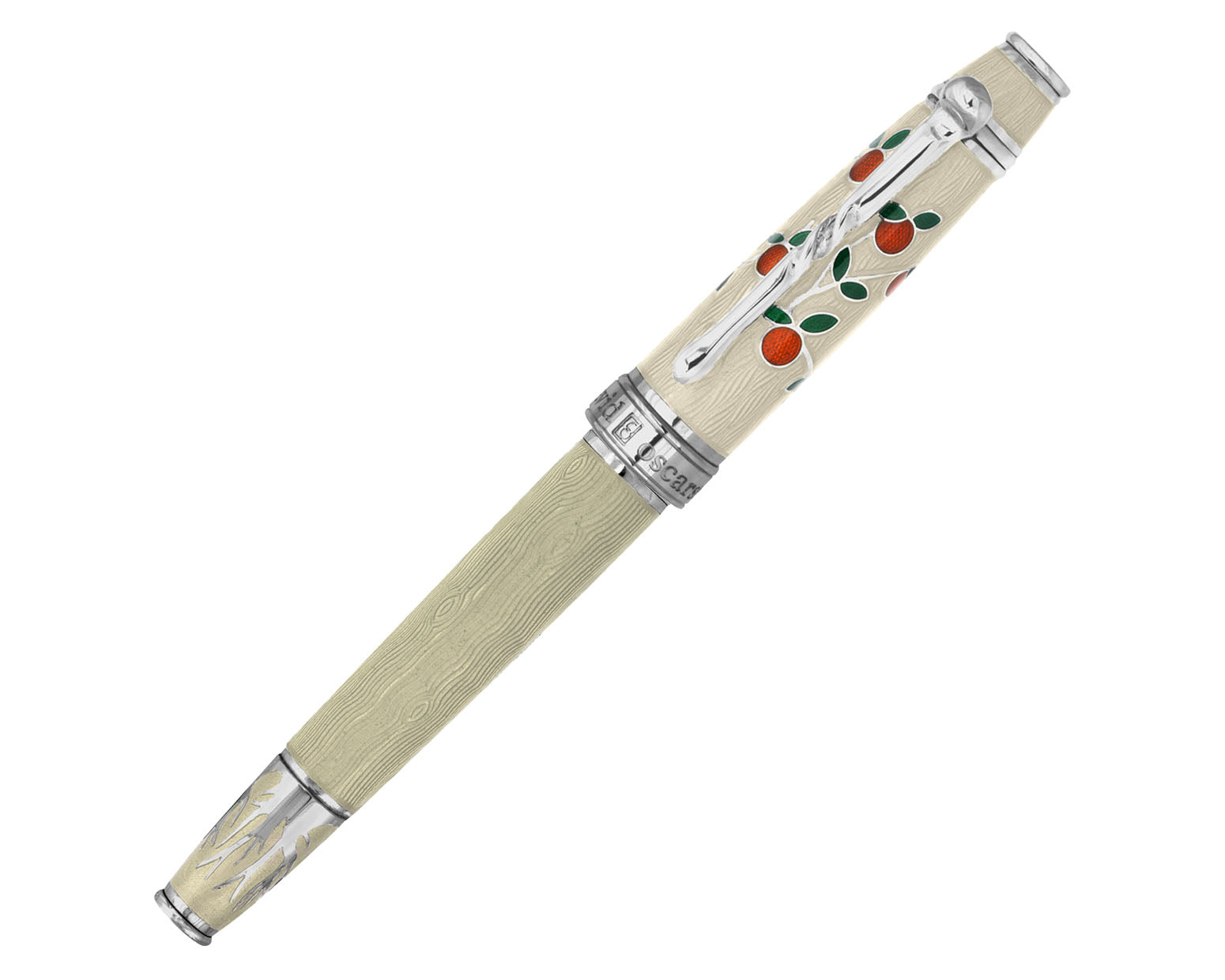 David Oscarson Tree Of Life Rollerball Pen - White with Orange and Green