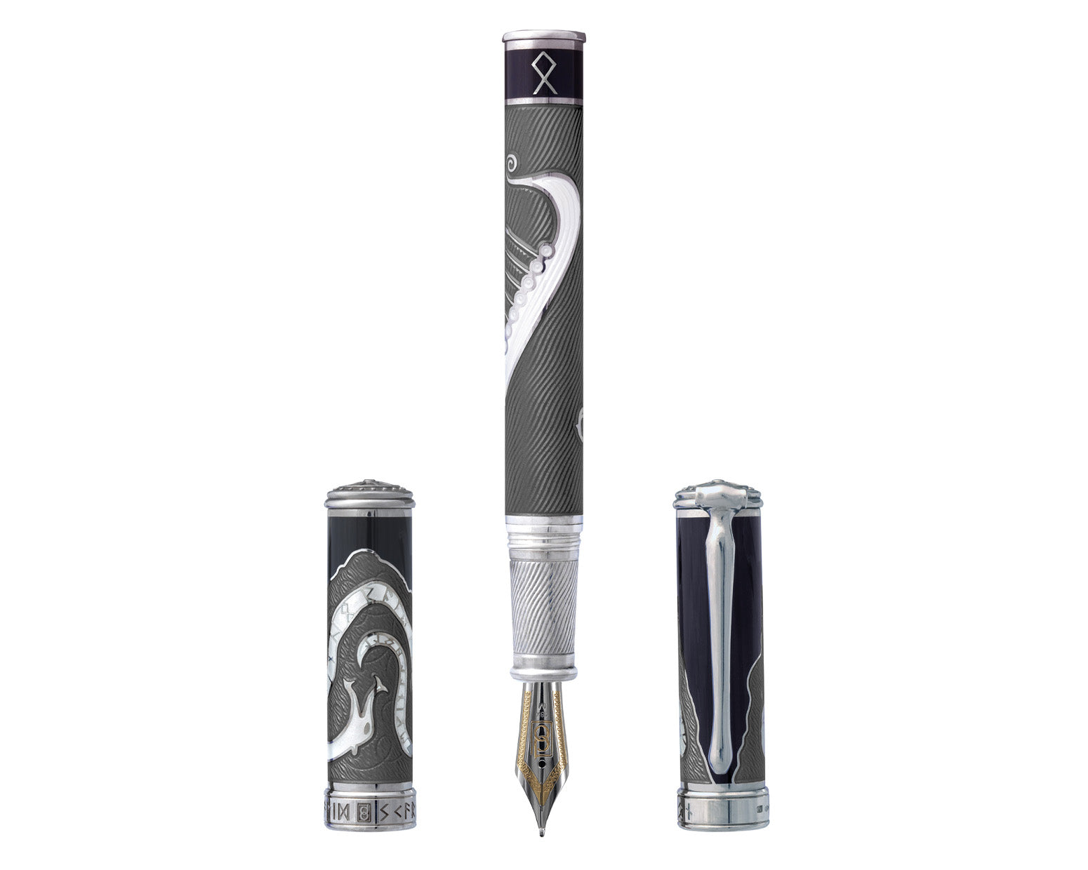 David Oscarson Valhalla Fountain Pen  - Thor - Black, White, Grey