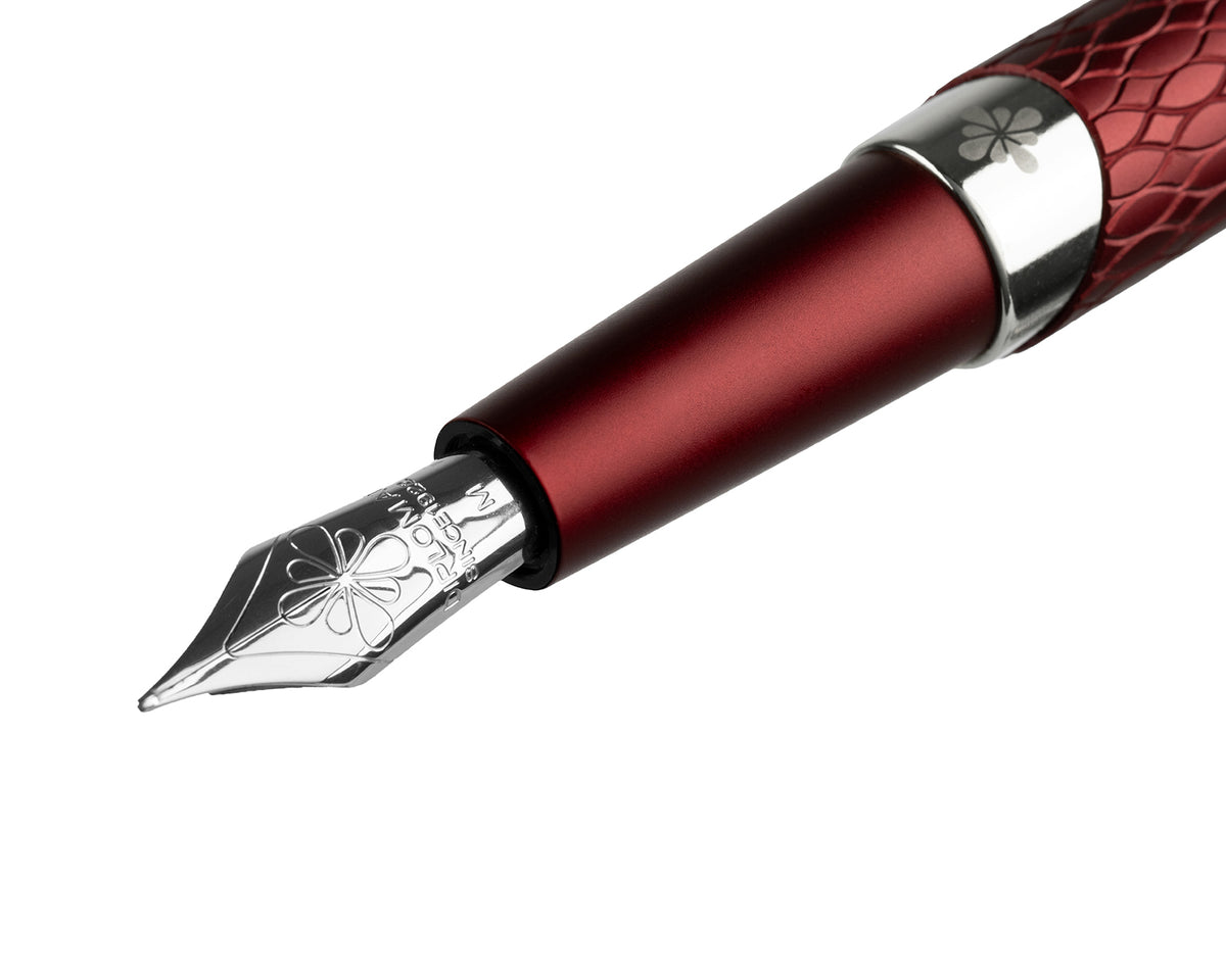 Diplomat Cobra Burgundy Red Guilloche Fountain Pen