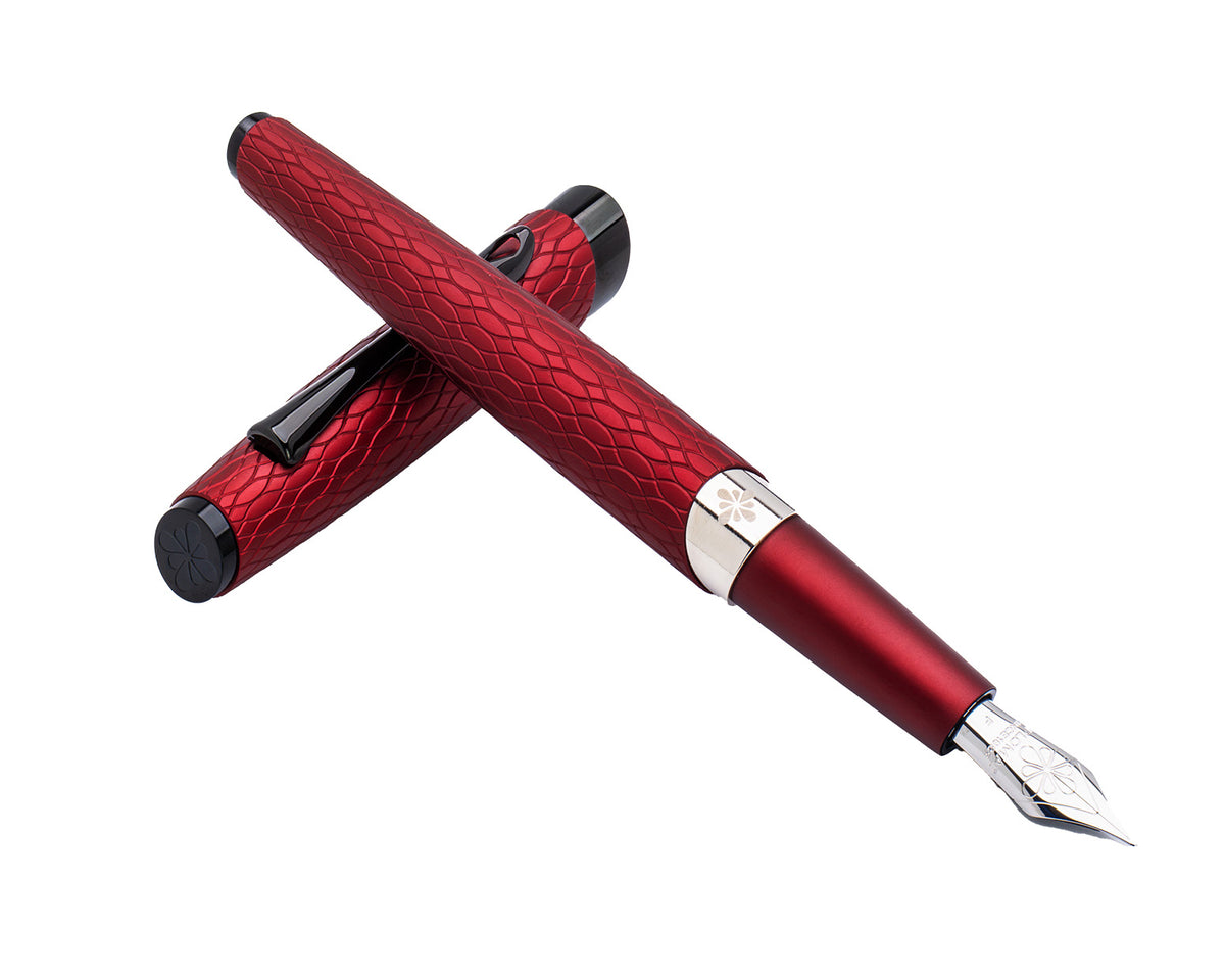 Diplomat Cobra Burgundy Red Guilloche Fountain Pen
