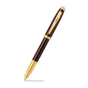 Sheaffer 100 Glossy Coffee Brown Fountain Pen With PVD Gold-Tone Trim