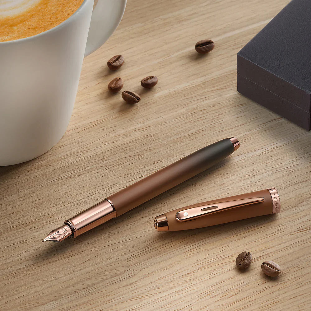 Sheaffer 100 Coffee Edition Matte Brown Fountain Pen with Regal Brown PVD Trim