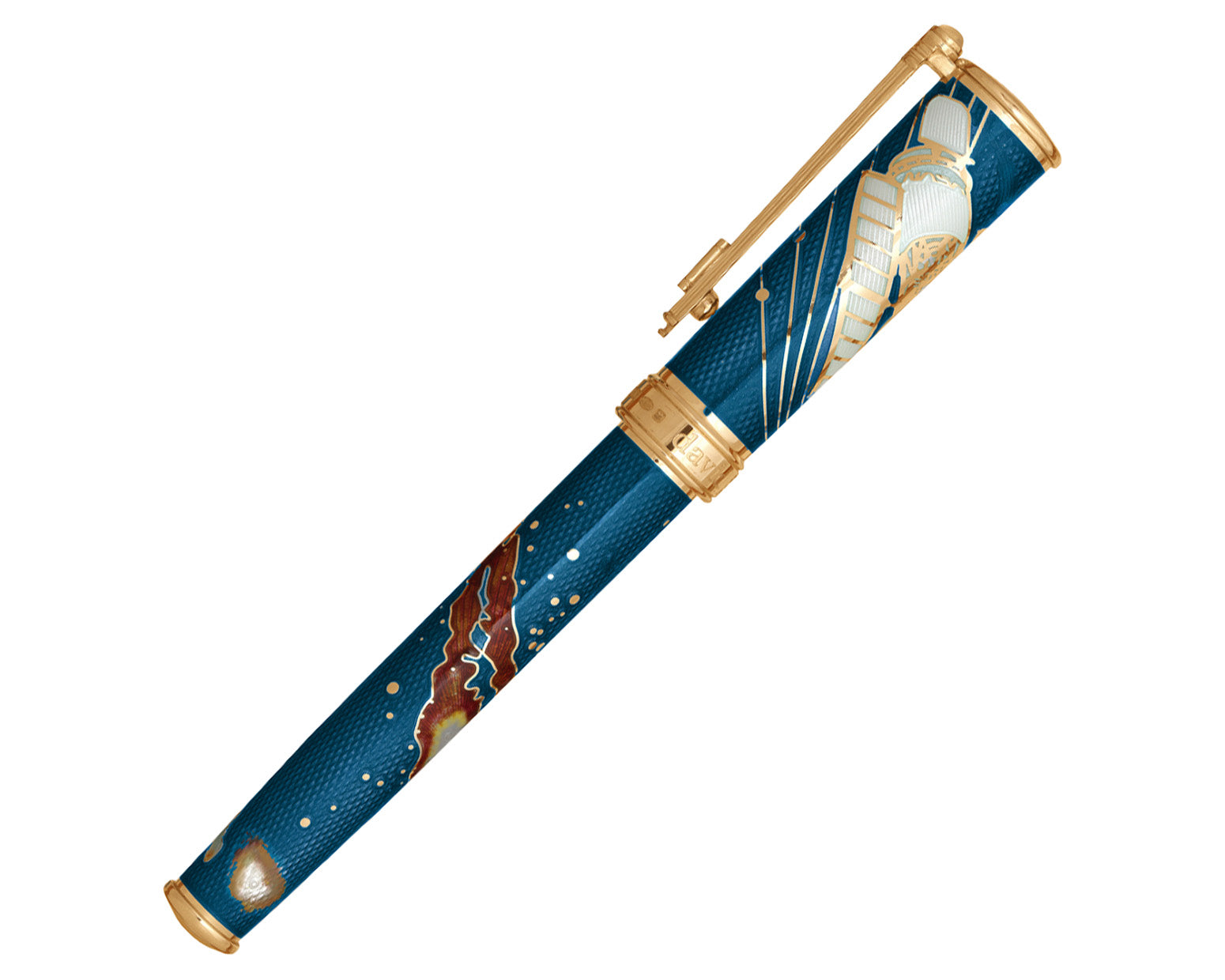 David Oscarson Edwin Hubble Rollerball Pen - Twilight Blue with Gold Vermeil