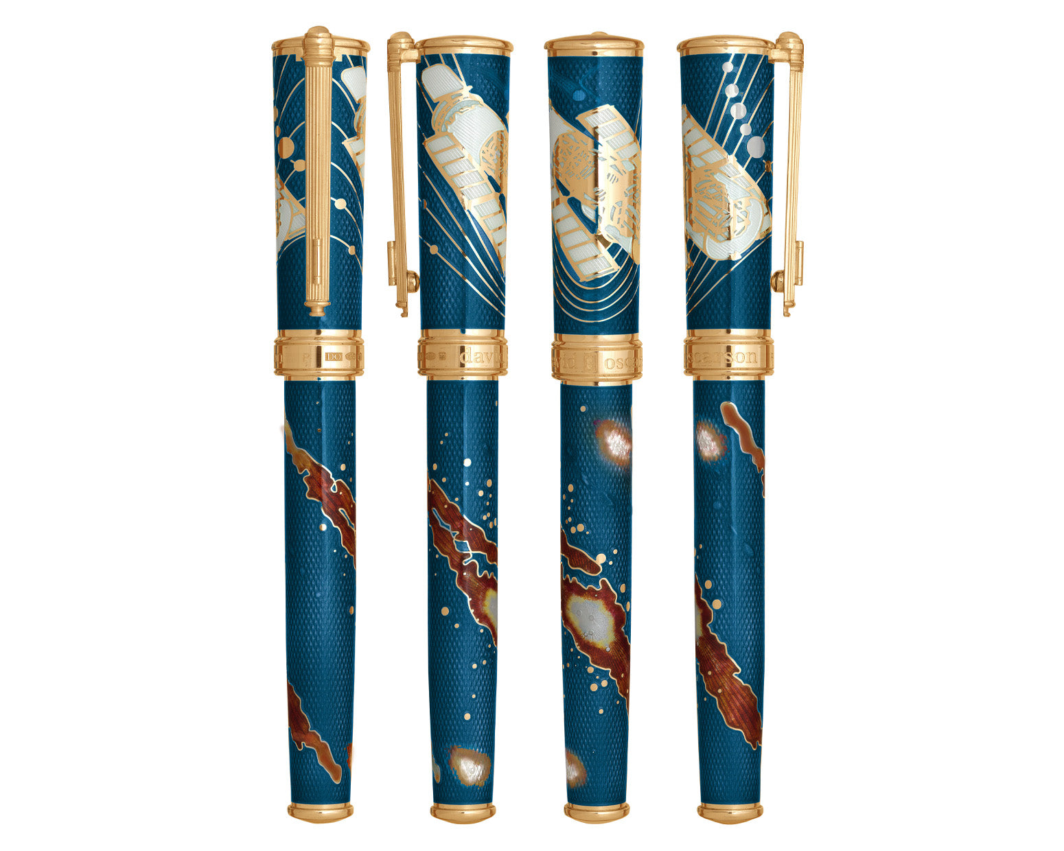 David Oscarson Edwin Hubble Rollerball Pen - Twilight Blue with Gold Vermeil